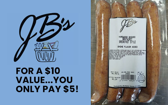 (2) 4 packs of Breakfast Brats at JB's Market in Munger for only $5! ($10 value)